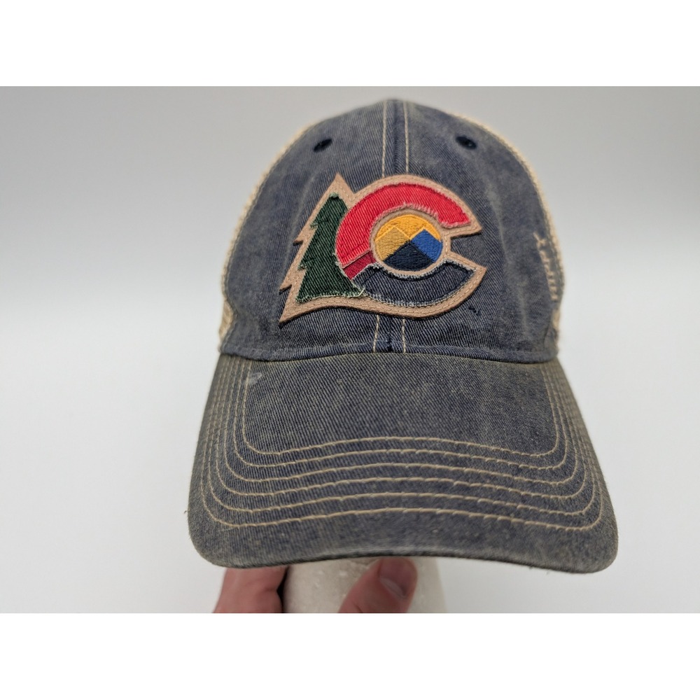 Legacy Be Hippy Colorado Trucker Hat Navy Blue Tan Mesh Snapback Cap